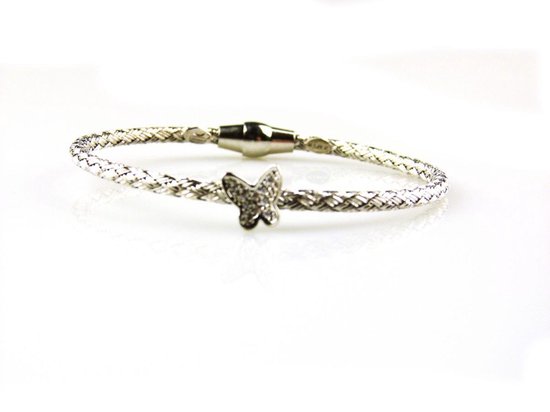 model vlinder armband in zilver gezet met cubic zirconia