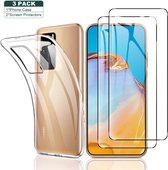 Silicone hoesje transparant met 2 Pack Tempered glas Screen Protector Geschikt voor : Huawei P40 Pro