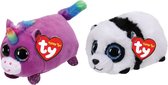 Ty - Knuffel - Teeny Ty's - Rosette Unicorn & Bamboo Panda