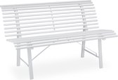 Relaxdays tuinbank 2 persoons - parkbank metaal - balkonbank wit - zitbank buiten