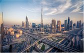 Drukke verkeersaders voor de Burj Khalifa in Dubai - Foto op Forex - 45 x 30 cm