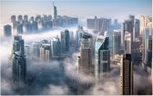 Indrukwekkend skyline van Dubai Marina op een mistige dag - Foto op Forex - 120 x 80 cm