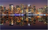 De neon skyline van New York gereflecteerd in water - Foto op Forex - 60 x 40 cm