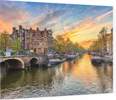 De Amsterdamse grachtengordel bij zonsondergang - Foto op Plexiglas - 90 x 60 cm