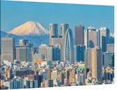 De vulkaan Mount Fuji achter de skyline van Tokio in Japan - Foto op Canvas - 45 x 30 cm