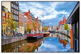 Kleurrijk beeld van het Amsterlkanaal in Amsterdam  - Foto op Akoestisch paneel - 90 x 60 cm