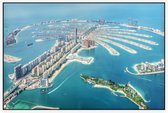 Luchtfoto van Dubai Palm Jumeirah Island in de Emiraten - Foto op Akoestisch paneel - 90 x 60 cm