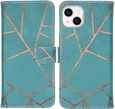 iMoshion Design Softcase Book Case iPhone 13 hoesje - Blue Graphic