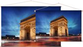 Arc de Triomphe bij blauwe avondgloed in Parijs  - Foto op Textielposter - 120 x 80 cm