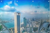 Panoramisch beeld van de skyline van Abu Dhabi - Foto op Tuinposter - 60 x 40 cm