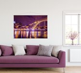 Wereldberoemde Karelsbrug in Praag bij dageraad - Foto op Textielposter - 60 x 40 cm
