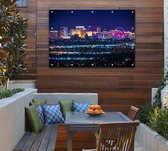 Indrukwekkende skyline van Las Vegas in Nevada bij nacht - Foto op Tuinposter - 150 x 100 cm