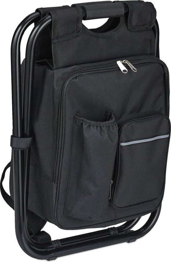 camping krukje - opvouwbaar - 42x35x29 cm - rugzak kruk - polyester - zwart van Camping — afbeelding 5