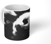Mok - Koffiemok - Dierenprofiel rollende panda in zwart-wit - Mokken - 350 ML - Beker - Koffiemokken - Theemok