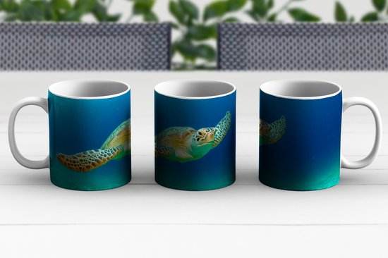 Mug - Tasse à café - Photo en gros plan d'une tortue de mer verte - Tasses - 350 ML - Tasse - Tasses à café - Tasse à thé - Décoration Sinterklaas - Cadeaux pour enfants - Chaussures cadeaux Sinterklaas