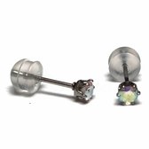 Aramat jewels ® - Zirkonia zweerknopjes rond 3mm oorbellen ab transparant chirurgisch staal
