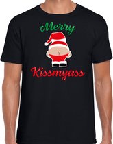 Merry kissmyass fout Kerst t-shirt - zwart - heren - Kerst t-shirt / Kerst outfit 2XL