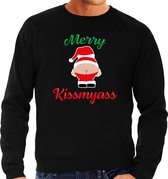 Merry Kissmyass foute Kersttrui - zwart - heren - Kerstsweaters / Kerst outfit S