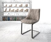 Gestoffeerde-stoel Elda-flex sledemodel vlak zwart taupe vintage