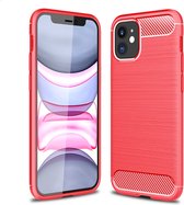 Mobiq - Hybrid Carbon Hoesje iPhone 12 Mini - Rood