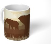 Mok - tekening van Afrikaanse olifanten met antilopen - 350 ML - Beker