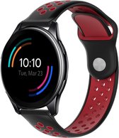 Siliconen Smartwatch bandje - Geschikt voor  OnePlus Watch sport band - zwart/rood - Strap-it Horlogeband / Polsband / Armband