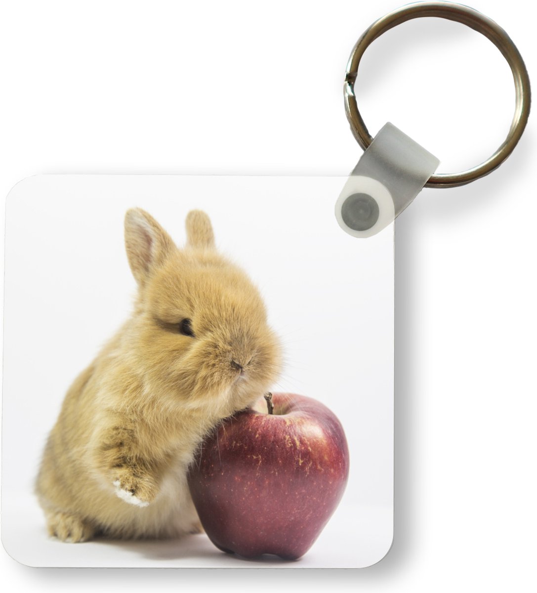 Sleutelhanger - Uitdeelcadeautjes - Konijn - Baby - Appel - Plastic