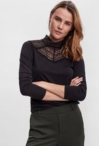 Vero Moda VMLILJA LS LACE HIGHNECK BLOUSE - Black Black