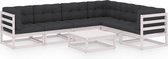 Decoways - 7-delige Loungeset met kussens massief grenenhout wit