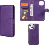 iPhone 13 hoesje - MobyDefend Luxe 2-in-1 Wallet Book Case Met Uitneembare Backcover - Paars - GSM Hoesje - Telefoonhoesje Geschikt Voor: Apple iPhone 13