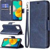 Samsung Galaxy M22 / Galaxy A22 4G Hoesje - MobyDefend Wallet Book Case Met Koord - Blauw - GSM Hoesje - Telefoonhoesje Geschikt Voor: Samsung Galaxy M22 / Samsung Galaxy A22 4G