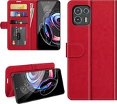 Motorola Edge 20 Lite Hoesje - MobyDefend Wallet Book Case (Sluiting Achterkant) - Rood - GSM Hoesje - Telefoonhoesje Geschikt Voor: Motorola Edge 20 Lite