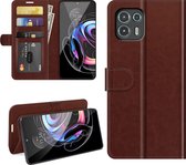 Motorola Edge 20 Lite Hoesje - MobyDefend Wallet Book Case (Sluiting Achterkant) - Bruin - GSM Hoesje - Telefoonhoesje Geschikt Voor: Motorola Edge 20 Lite