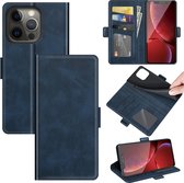 iPhone 13 Pro Max Hoesje - MobyDefend Luxe Wallet Book Case (Sluiting Zijkant) - Blauw - GSM Hoesje - Telefoonhoesje Geschikt Voor: Apple iPhone 13 Pro Max