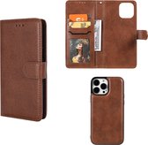 iPhone 13 Pro Max Hoesje - MobyDefend Luxe 2-in-1 Wallet Book Case Met Uitneembare Backcover - Bruin - GSM Hoesje - Telefoonhoesje Geschikt Voor: Apple iPhone 13 Pro Max