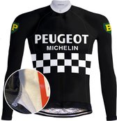 Retro Winter Wielerjack (fleece) Peugeot Zwart/Wit - RedTed (3XL)