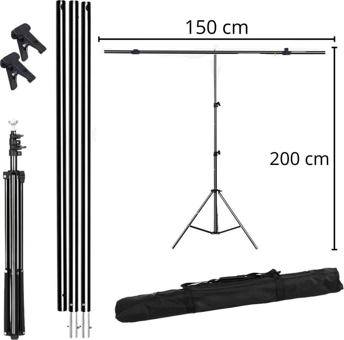 Hintergrundsystem EMART mit Stoff für Fotostudio, 2,6x3m Set