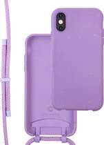 Coverzs Bio silicone case met koord geschikt voor Apple iPhone X/Xs - paars