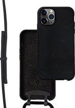 Coverzs Bio silicone case met koord geschikt voor Apple iPhone 11 Pro Max - zwart