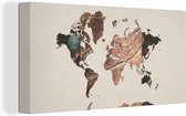 Décoration murale Carte du Wereldkaart - Arbre - Bois - Toile - 80x40 cm