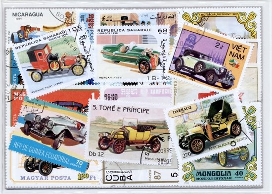 Thumbnail van een extra afbeelding van het spel Oldtimers – Luxe postzegel pakket (A6 formaat) : collectie van 50 verschillende postzegels van oldtimers – kan als ansichtkaart in een A6 envelop - authentiek cadeau - kado - geschenk - kaart - oldtimer - oude auto's - oude motoren - ford - mercedes