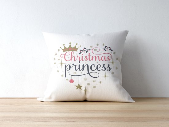 Kerst Kussen met tekst: Christmas Princess | Kerst Decoratie | Kerst Versiering | Grappige Cadeaus | Geschenk | Sierkussen