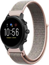 Nylon Smartwatch bandje - Geschikt voor  Fossil Gen 5 nylon band - pink sand - Strap-it Horlogeband / Polsband / Armband