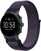 Nylon Smartwatch bandje - Geschikt voor  Fossil Gen 5 nylon band - paars-blauw - Strap-it Horlogeband / Polsband / Armband