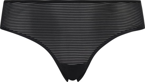 Hunkemöller Dames Lingerie Invisible brazilian Stripe mesh - Zwart - maat M