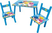 Baby Shark Kindertafel met 2 stoeltjes, Family - 3 delig - MDF