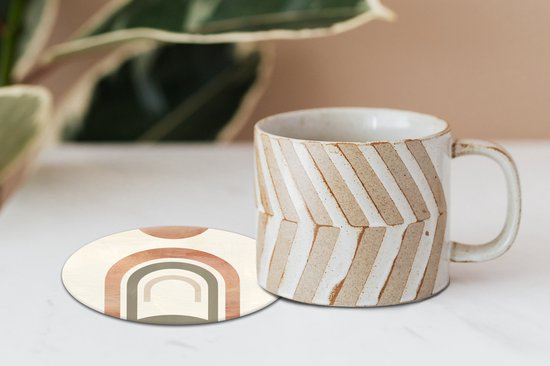 Sous-verres pour verres - Rond - Design - Rose - Abstrait - 10x10 cm - Sous-verres en verre - 6 pièces