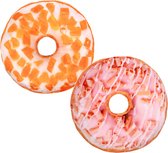 Set van 2x stuks donuts sierkussens 40 cm diameter