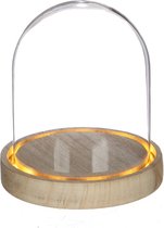 Glazen LED stolp Ø12cm met houten basis - 1 st