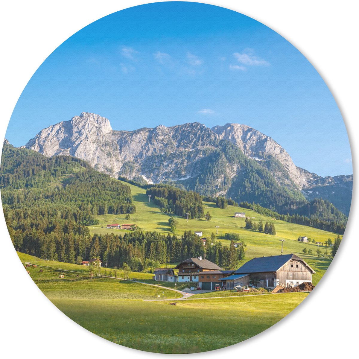 Muismat rond 20x20 cm - Mousepad Berg - Lucht - Bos - Ronde muismatten